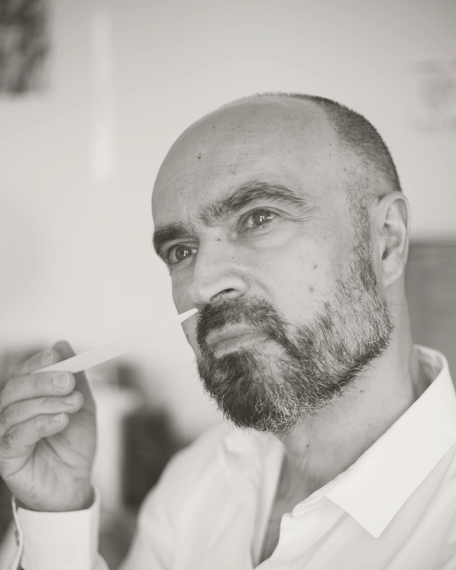 Parfümeur Olivier Pescheux, Porträt in Schwarz-Weiß