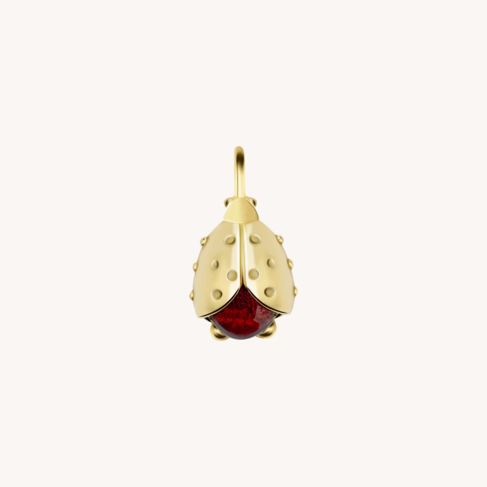 Lucky Ladybug charm in 18k recycled solid gold with garnet by All About Articus