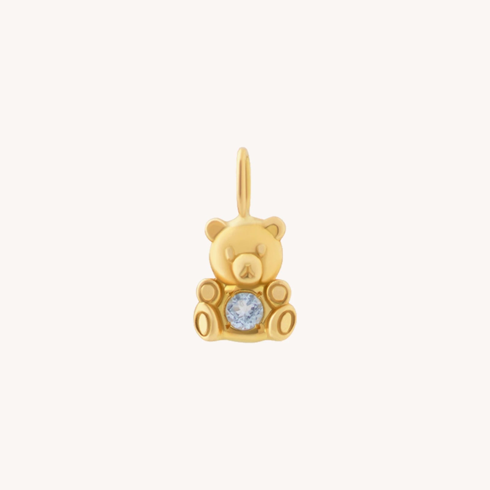 Teddy Anhänger aus 18 K recyceltem Echtgold mit hellblauem Stein von All About Articus