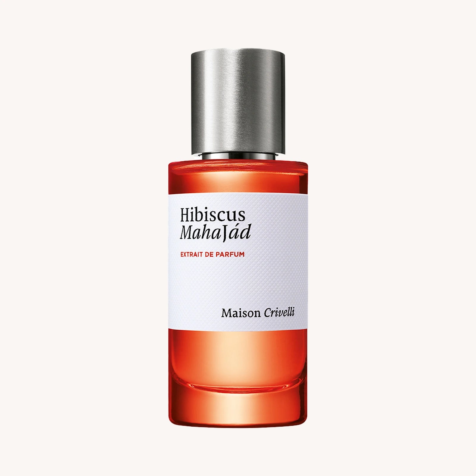 Hibiscus Mahajád Extrait de Parfum von Maison Crivelli, 100 ml Flakon vor hellem Hintergrund