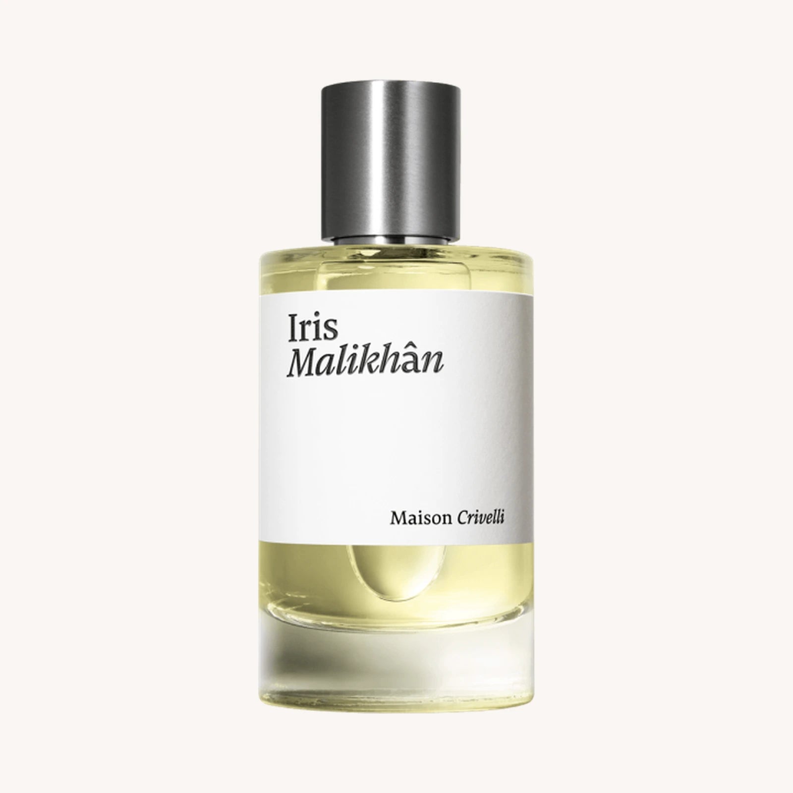 Iris Malikhân Eau de Parfum von Maison Crivelli, 100 ml Flakon vor hellem Hintergrund