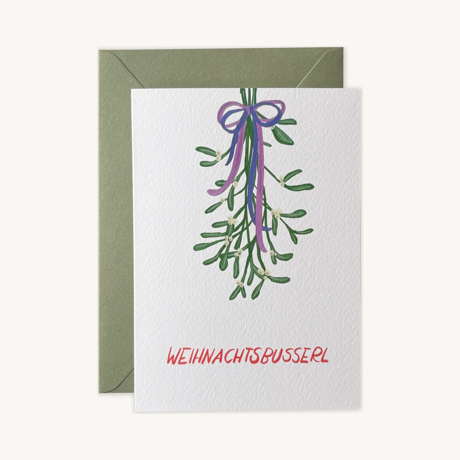POLDI PAPIER Weihnachtsbusserl, Mistelzweig Grußkarte