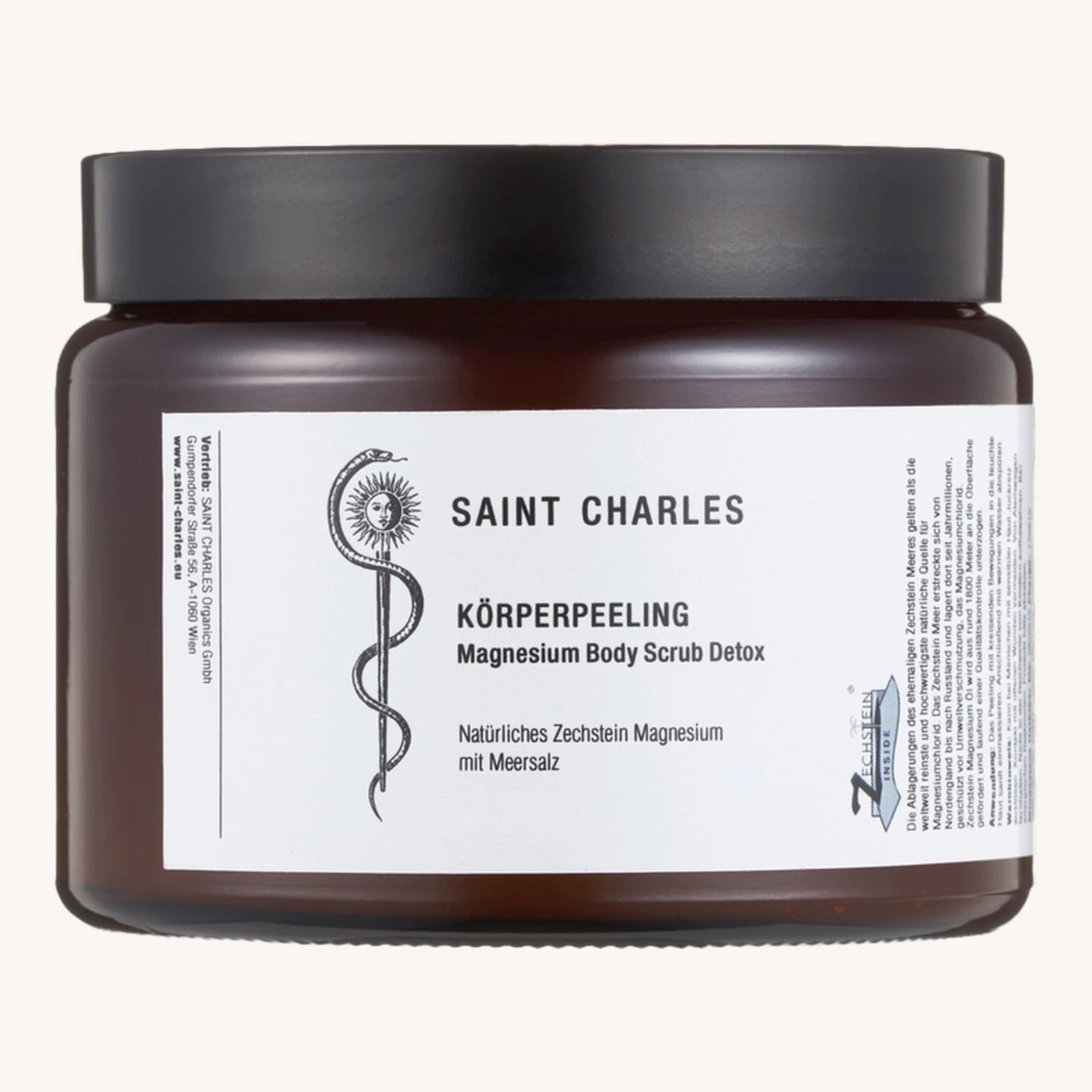 SAINT CHARLES Magnesium Body Scrub Detox 500 ml im braunen Tiegel