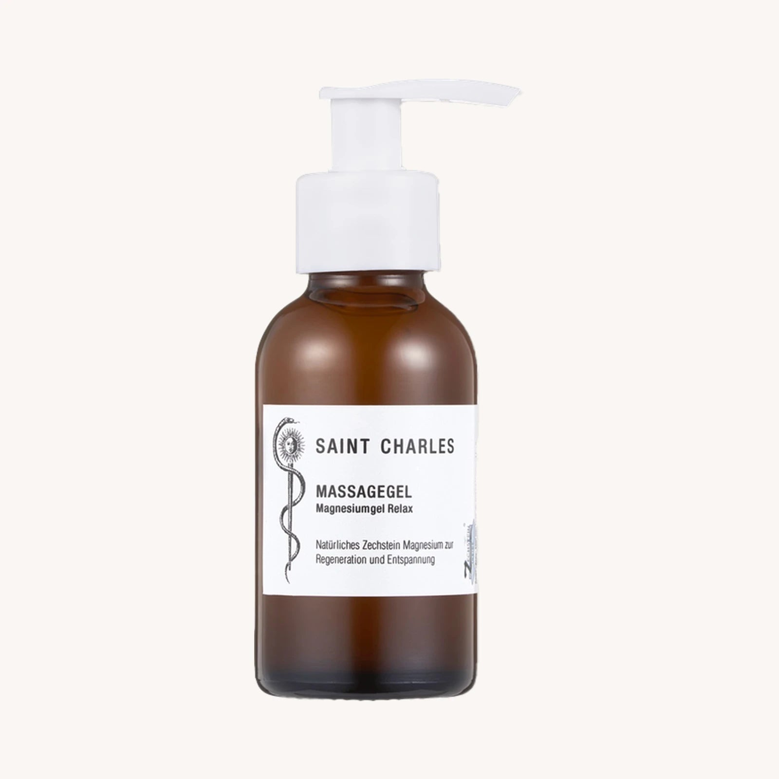 SAINT CHARLES Magnesiumgel Relax 100 ml in brauner Flasche mit Pumpspender