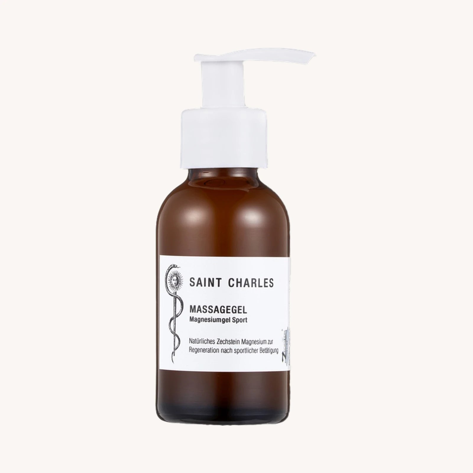 SAINT CHARLES Magnesiumgel Sport 100 ml in brauner Flasche mit Pumpspender